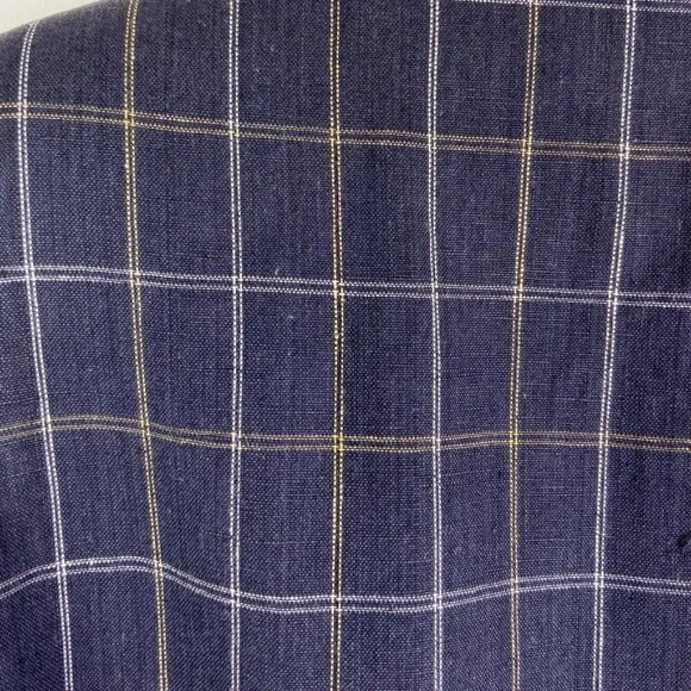 Vintage 90's Linen-Blend Plaid Double Breasted Blazer - Picture 7 of 13